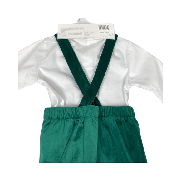 Badgley Mischka Boys Velour Pants With Suspenders Long Sleeve Shirt Size 18/24 M - Picture 2 of 11